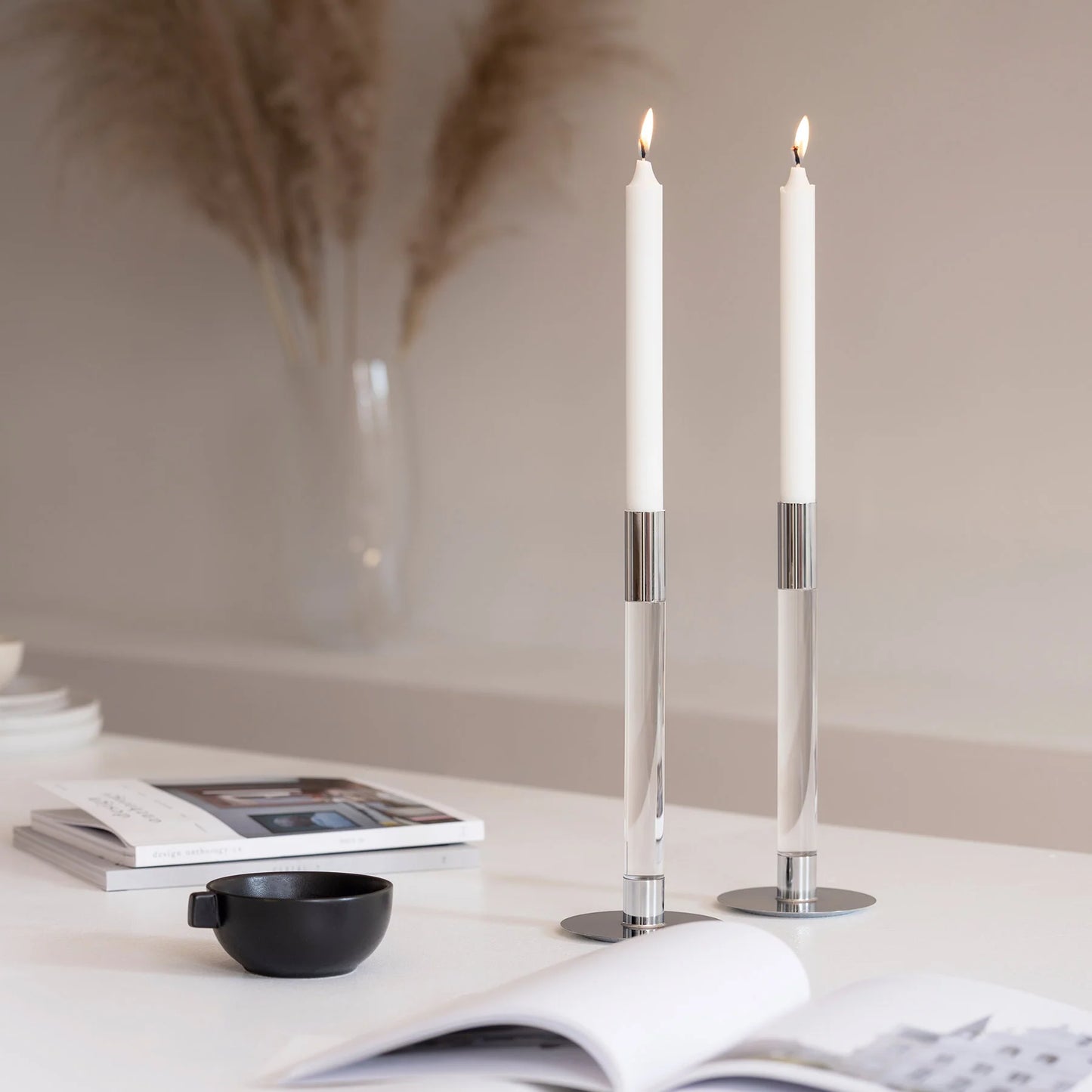 Lumiere Candlestick Silver Medium - Set of 2
