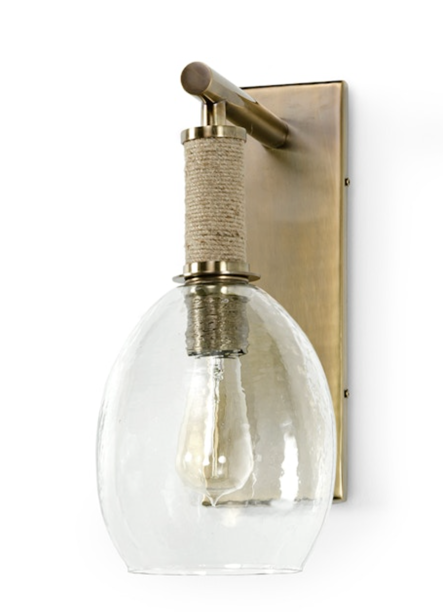 Hand Blown Glass and Rope Sconce