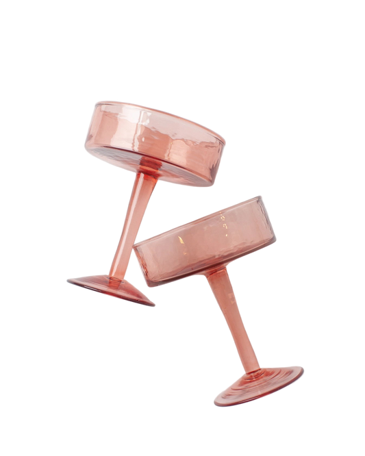 Handblown Hammered Coupe Cocktail Glass