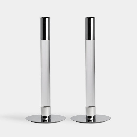 Lumiere Candlestick Silver Medium - Set of 2