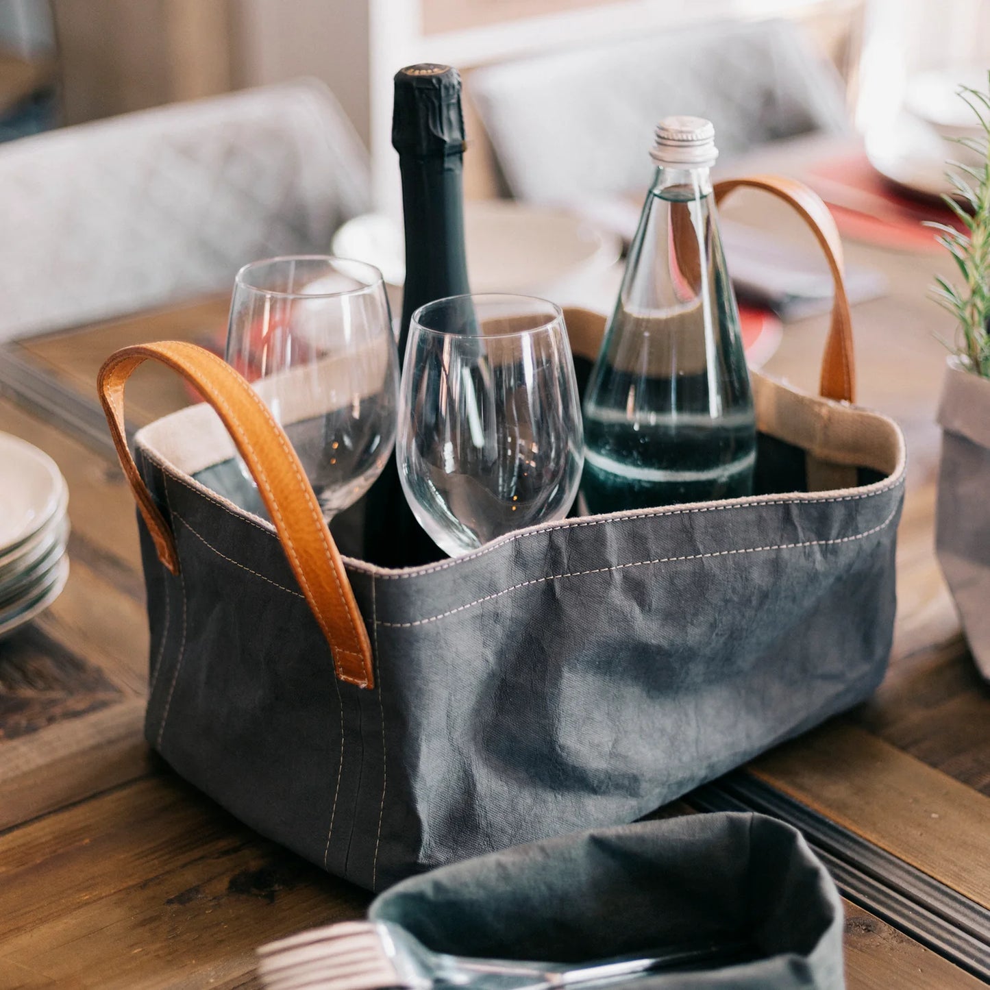 Vassoio Tray Leather Handles