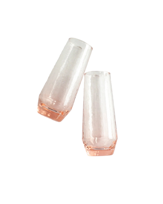 Handblown Hammered Champagne Flutes
