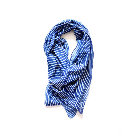 Indi Beach Life Stripe Block Printed Scarf