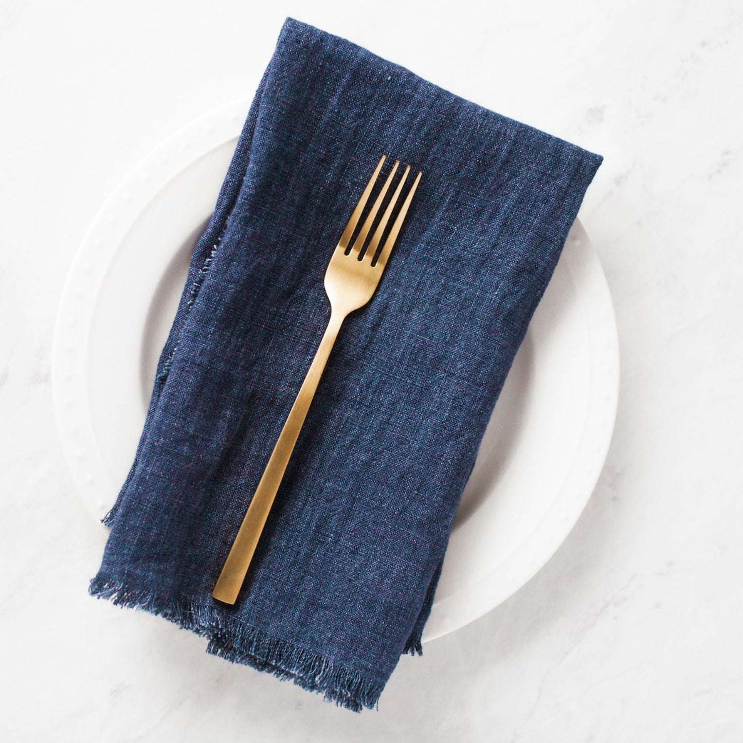 Set of 4, Stone Washed Linen Frayed Dinner Napkin