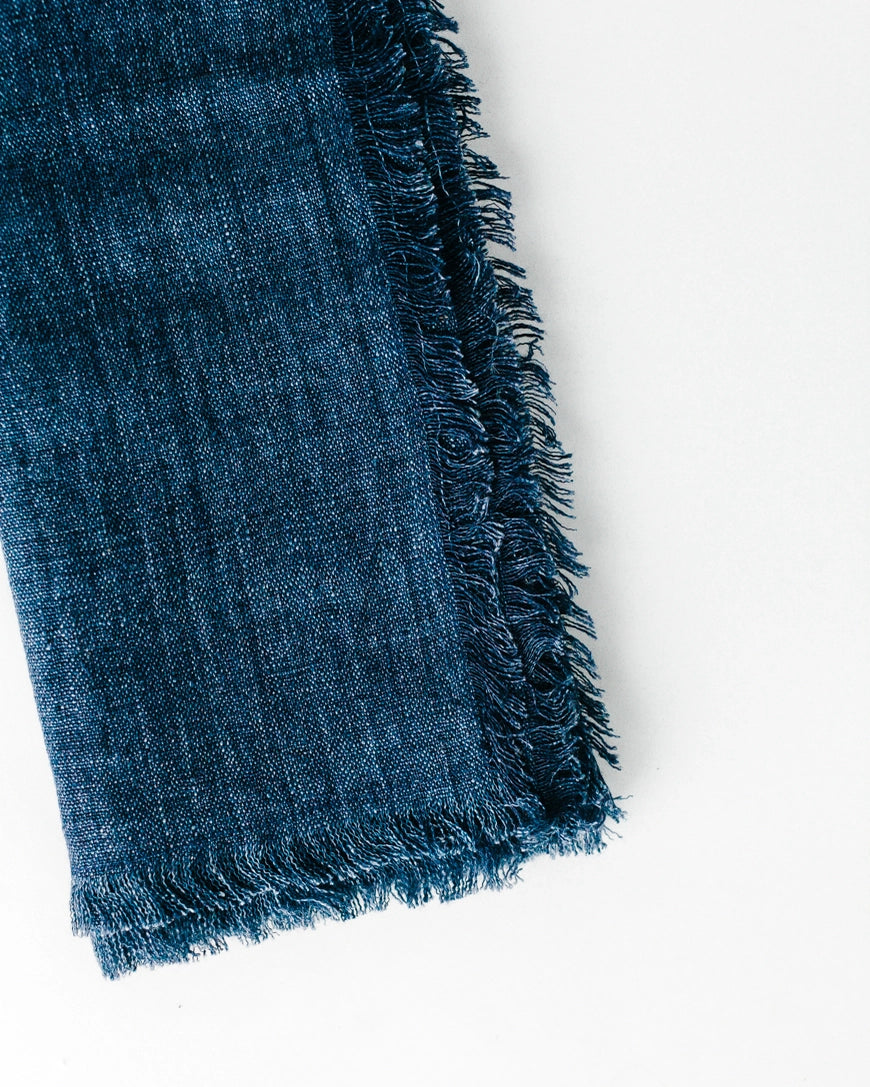 Set of 4, Stone Washed Linen Frayed Dinner Napkin